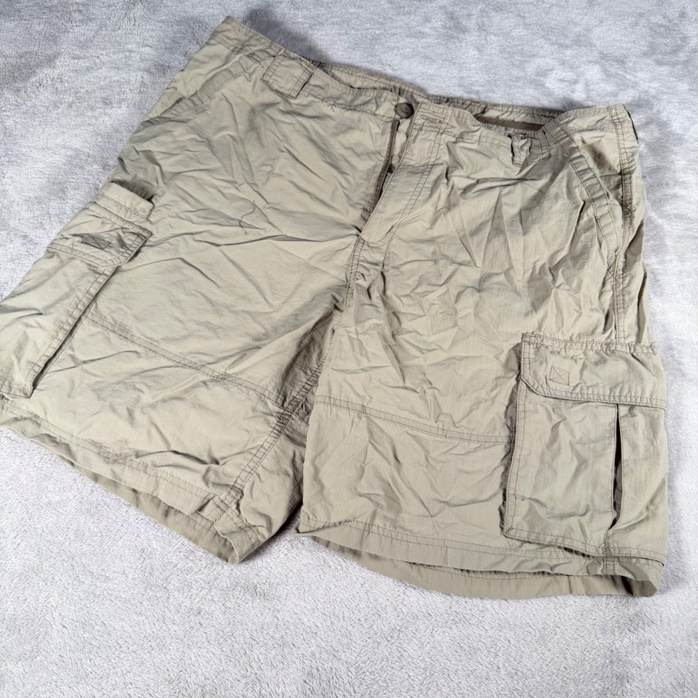 Faded Glory Mens Cargo Shorts Size 38 Private Khaki Nylon Hiking Utility FM13227
